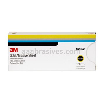 3M™ 7000118225 3 2/3 x 9 P220 Grade Gold Abrasive Sheet