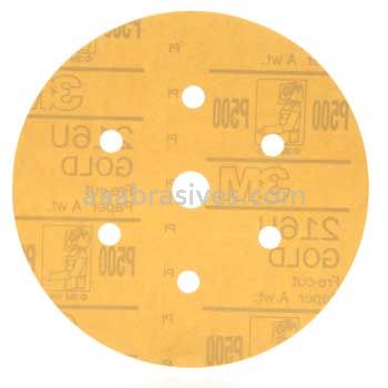 3M™ 7000119695 6" P500 Grit 216U Hookit™ Gold Dust Free Sanding Disc 01072