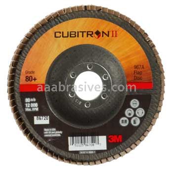 3M™ 7000148201 5 x 7/8 80+ Grit 967A T29 Cubitron™ II Flap Disc