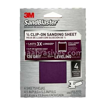 3M™ 7010302646 4.5 x 5.5 120 Grit SandBlaster™ Clip-On Palm Sanding Sheets