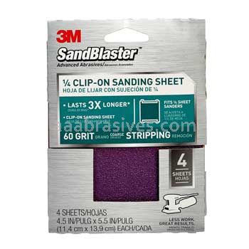 3M™ 7010312770 4.5 x 5.5 60 Grit SandBlaster™ Clip-On Palm Sanding Sheets