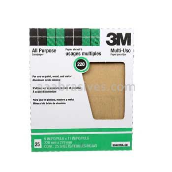 3M™ 7010316050 9 x 11 220 A Pro-Pak™ Aluminum Oxide Sandpaper