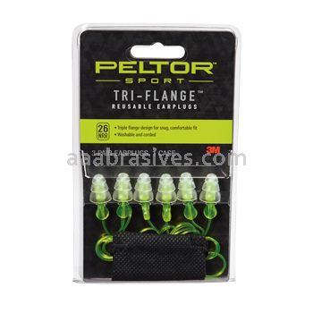 3M™ 7010336385 Peltor™ 97317-10C 3 Pair Pack Neon Yellow Sport Tri-Flange™ Corded Reusable Earplugs