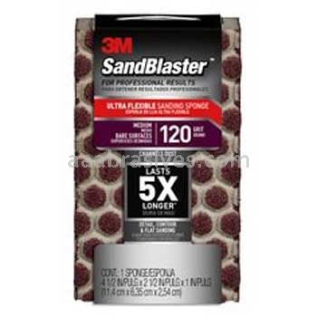 3M™ 7010336777 SandBlaster™ Dust Channeling Sanding Sponge 4-1/2x2-1/2x1 120 Grit