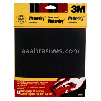 3M&trade; 7010340941 9 x 11 Extra Fine 320 Grit 9086NA Wetordry&trade; Sandpaper