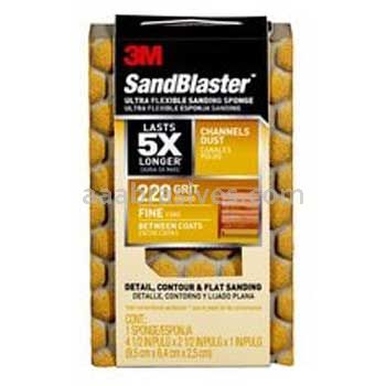 3M™ 7010376634 SandBlaster™ Dust Channeling Sanding Sponge 4-1/2x2-1/2x1 220 Grit