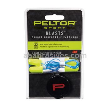 3M™ 7010377058 Peltor™ 97081-10C Neon Yellow Sport Blasts™ Corded Disposable Earplugs