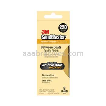 3M™ 7010377148 2-1/4 x 5-1/2 220 Grit SandBlaster™ Sandpaper with NO-SIP GRIP™ Backing