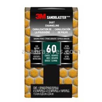 3M™ 7010416536 SandBlaster™ Dust Channeling Sanding Sponge 4-1/2x2-1/2x1 60 Grit