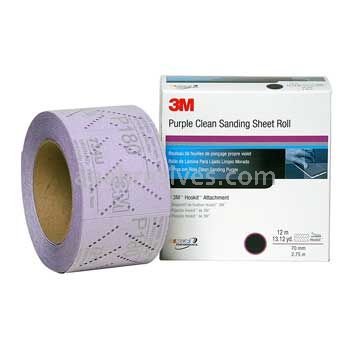3M™ 7100010895 70 mm x 12 m P600 334U Hookit™ Purple Clean Sanding Sheet Roll