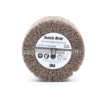 3M&trade; 7100050520 3 x 1-3/4 x 1/4 A/O Medium Scotch-Brite&trade; Cut and Polish Flap Brush