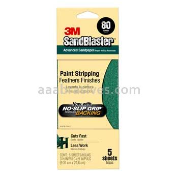 3M™ 7100074531 3-2/3 x 9 80 Grit SandBlaster™ Sandpaper with NO-SLIP GRIP™ Backing