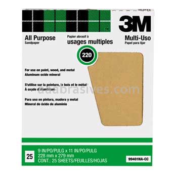 3M™ 7100089199 9 x 11 220 Grit Pro-Pak™ Aluminum Oxide Sheets for Paint and Rust Removal