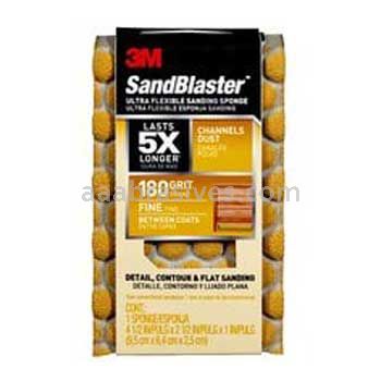 3M™ 7100183339 SandBlaster™ Dust Channeling Sanding Sponge 4-1/2x2-1/2x1 Fine 180 Grit