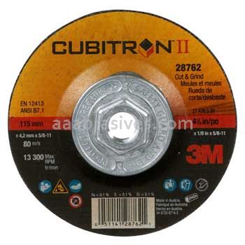 3M™ 7100245018 4-1/2x1/8x5/8-11 T27 Quick Change Cubitron™ II Cut and Grind Wheel 28762