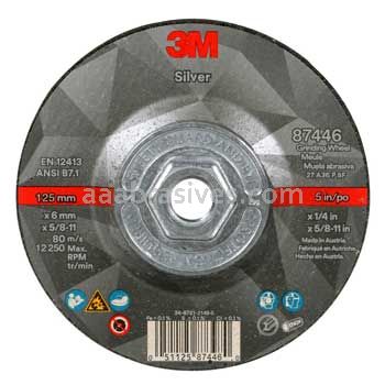 3M™ 7100245020 5x1/4x5/8-11 T27 Quick Change Silver Depressed Center Grinding Wheel 87446