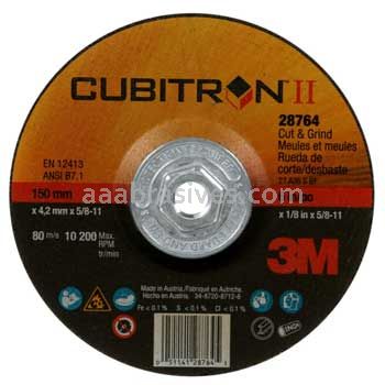 3M™ 7100247110 6x1/8x5/8-11 T27 Quick Change Cubitron™ II Cut and Grind Wheel 28764