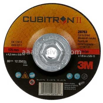3M&trade; 7100247112 5x1/8x5/8-11 T27 Quick Change Cubitron&trade; II Cut and Grind Wheel 28763