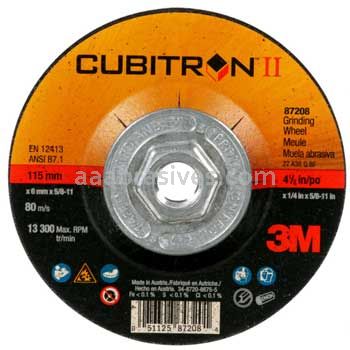 3M™ 7100259904 4-1/2x1/4x5/8-11 T27 Quick Change Cubitron™ II Depressed Center Grinding Wheel 87208