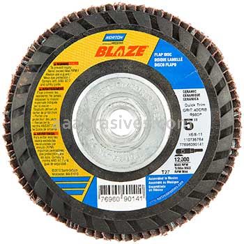 Norton Abrasives 77696090141 5 x 5/8-11 40 R980P Norton Blaze Quick Trim Type 27 Plastic Plate Flap Discs