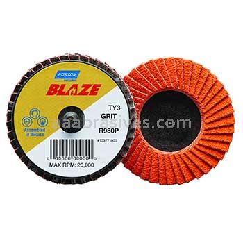 Norton 77696090147 2" 60 Grit Blaze R980P TR Ceramic Alumina Mini Flap Discs