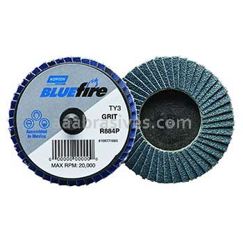 Norton 77696090171 3" 40 Grit BlueFire R860 TR Zirconia Alumina Mini Flap Discs