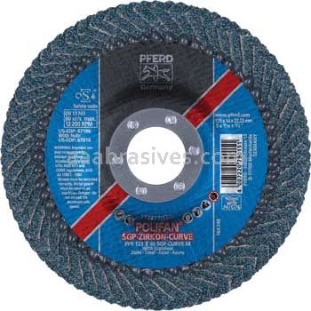 Pferd 67196 5x7/8 40 Grit Zirc Polifan Curve Medium Flap Disc