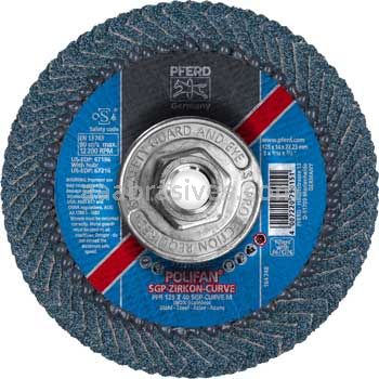 Pferd 67216 5x5/8-11 40 Grit Zirc Polifan Curve Medium Flap Disc