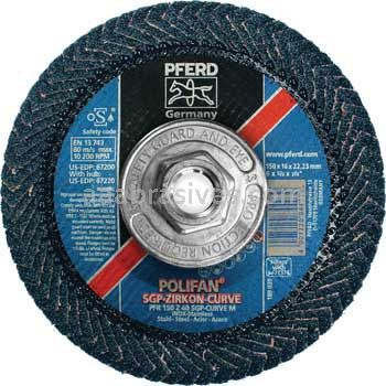 Pferd 67220 6x5/8-11 40 Grit Zirc Polifan Curve Medium Flap Disc