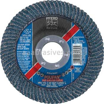 Pferd 67339 4-1/2x7/8 40 Grit Zirc Polifan Curve Large Flap Disc