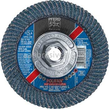 Pferd 67359 4-1/2x5/8-11 40 Grit Zirc Polifan Curve Large Flap Disc