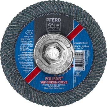 Pferd 67367 6x5/8-11 40 Grit Zirc Polifan Curve Large Flap Disc
