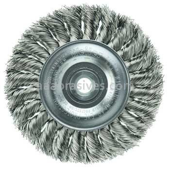 Weiler 08294 4" Standard Twist Knot Wire Wheel .014" Stainless Steel Fill 1/2"-3/8" Arbor Hole
