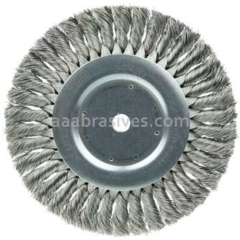 Weiler 08395 8" Standard Twist Knot Wire Wheel .016" Stainless Steel Fill 5/8" Arbor Hole