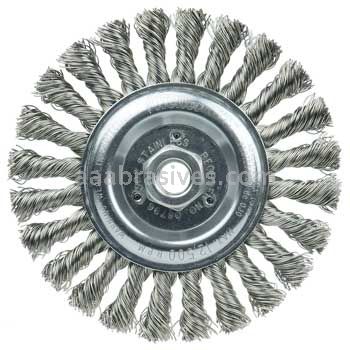 Weiler 08796 Roughneck Jr. 6" Filler Pass Weld Cleaning Brush .023" Stainless Steel Wire Fill 5/8"-11 UNC Nut