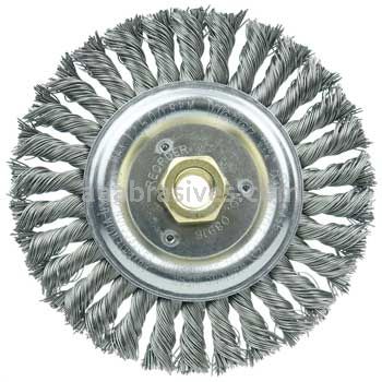 Weiler 08916 Roughneck Jr. 6" Filler Pass Weld Cleaning Brush .023" Steel Wire Fill 5/8"-11 UNC Nut