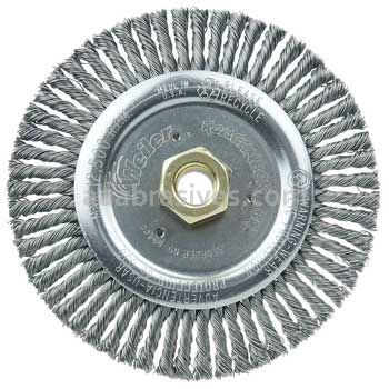 Weiler 09400 Roughneck Jr. 6" Root Pass Weld Cleaning Brush .020" Steel Wire Fill 5/8"-11 UNC Nut