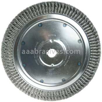 Weiler 09799 14" Extra High Density Standard Twist Knot Wire Wheel .016" Steel Fill 1-1/4" Arbor Hole