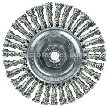 Weiler 13135 Mini Roughneck 4" Stringer Bead Wire Wheel .020" Stainless Steel Fill 3/8"-24 UNF Nut