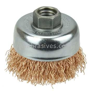 Weiler 13231 3" Crimped Wire Cup Brush .020" Bronze Fill 5/8"-11 UNC Nut