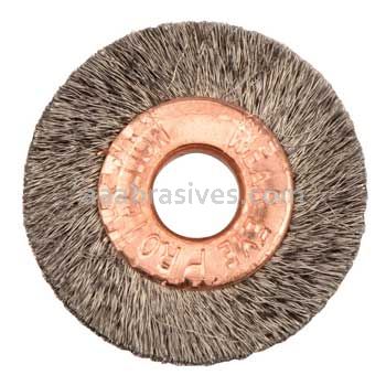 Weiler 16461 1" Small Diameter Crimped Wire Wheel .003" Stainless Steel Fill 1/4" Arbor Hole
