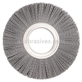 Weiler 20610 6" Nylox Metal Hub Wheel Brush .035/180 SC Crimped Fill 2" Arbor Hole