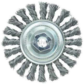 Weiler 36215 Wolverine 4" Knot Wire Wheel Standard Twist .014" Steel Fill M10x1.25 Nut