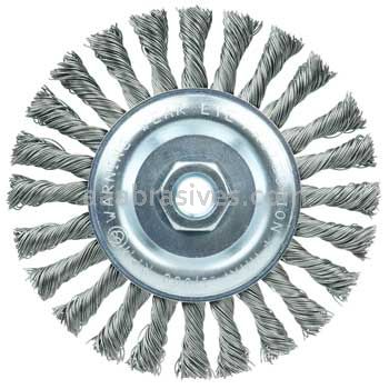 Weiler 36224 Wolverine 6" Knot Wire Wheel Standard Twist .025" Steel Fill 5/8"-11 UNC Nut