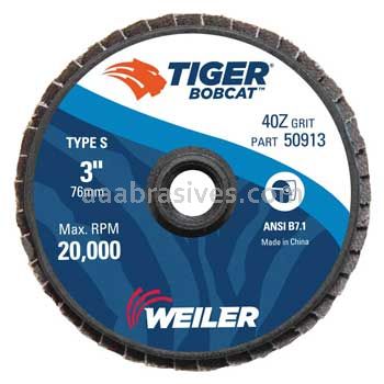Weiler 50913 3" BobCat Mini Abrasive Flap Disc Flat Type 27 Type S Mount 40 Z