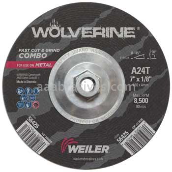 Weiler 56425 7" x 1/8" Wolverine Type 27 Cut/Grind Combo Wheel A24T 5/8"-11 Nut