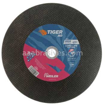 Weiler 57032 14" x 1/8" TIGER AO Type 1 Large Cutting Wheel A30S 1" AH High Speed Saw