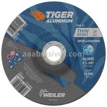 Weiler 58209 6" x .045" TIGER ALUMINUM Type 27 Cutting Wheel ALU60S 7/8 AH