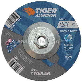 Weiler 58210 6" x .045" TIGER ALUMINUM Type 27 Cutting Wheel ALU60S 5/8-11 Nut