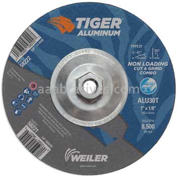 Weiler 58222 7 x 1/8 TIGER ALUMINUM Type 27 Cut/Grind Combo Wheel ALU30T 5/8-11 Nut